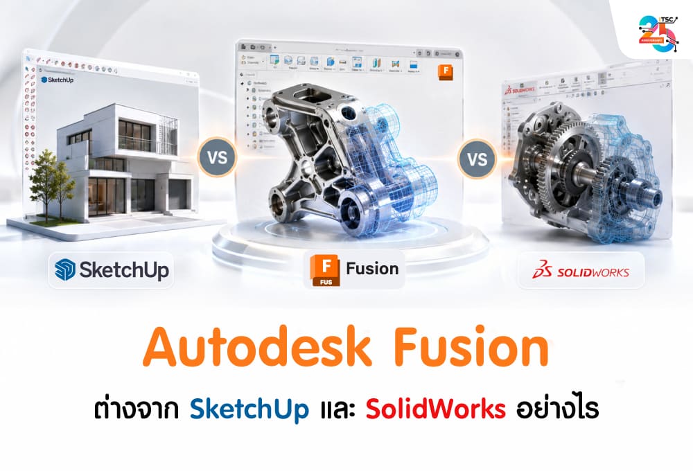Autodesk Fusion ต่างจาก SketchUp และ SolidWorks อย่างไร เลือกตัวไหนดี
