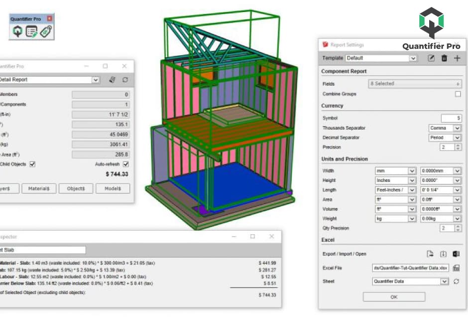 Quantifier Pro เครื่องมือถอดปริมาณและคำนวณต้นทุนที่แม่นยำบน SketchUp
