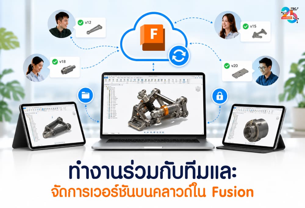 ทำงานร่วมกับทีมและจัดการเวอร์ชันบนคลาวด์ใน Autodesk Fusion